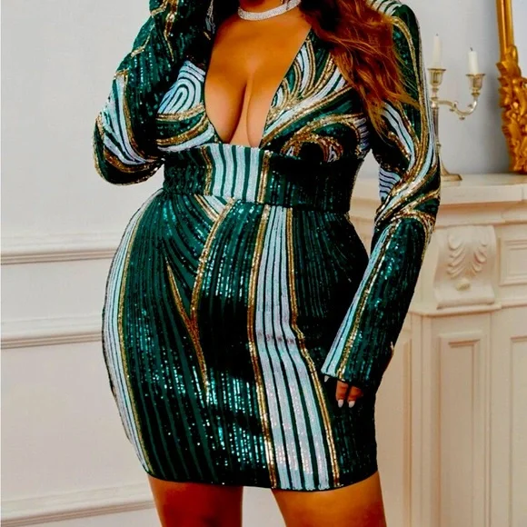 green emerald velvet dress SheIn Women's Shirred Ruffle Long Flounce Sleeve Mini A Line Dress Square  Neck High Waist Short Dresses, Mint Green, Medium : Buy Online at Best  Price in KSA main image 0